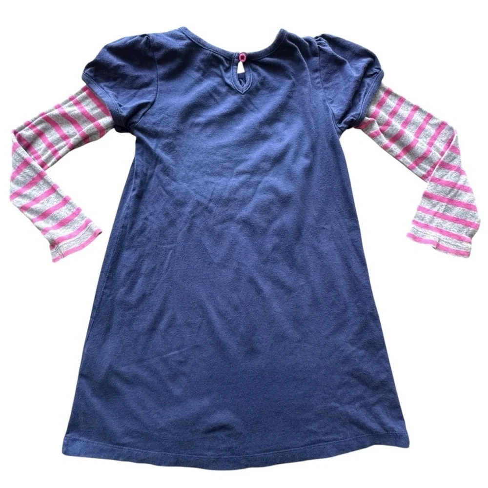 Mini Boden Girls Shirt Dress Size 5-6Y Navy Blue Hedgehog Porcupine Long Sleeve